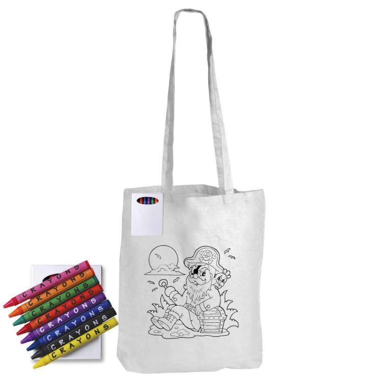 Picture of Colouring Long Handle Cotton Bag & Crayons