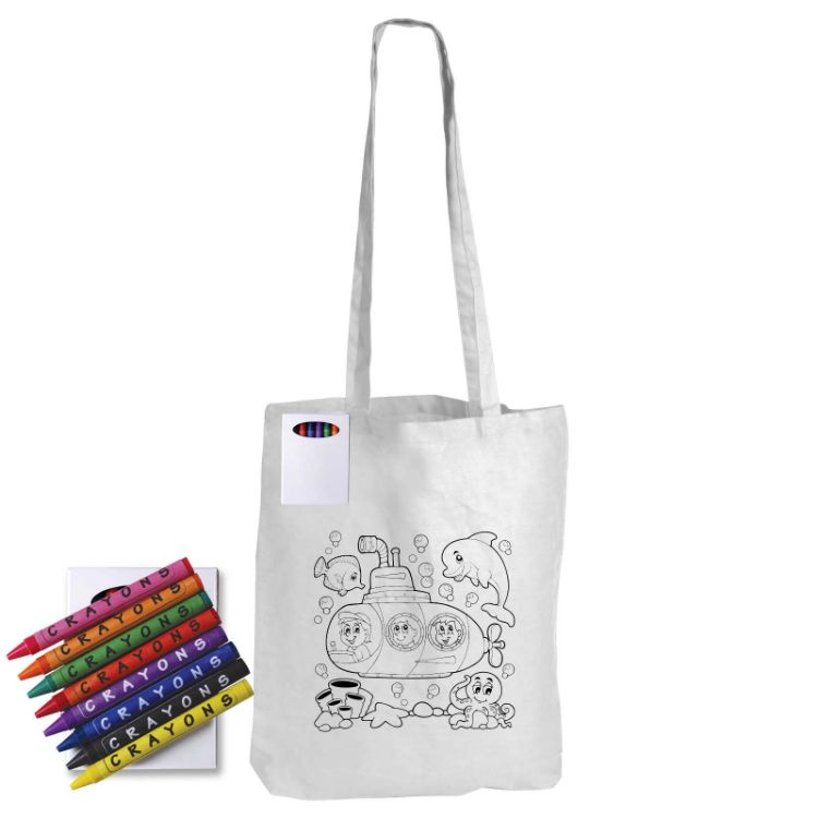 Picture of Colouring Long Handle Cotton Bag & Crayons