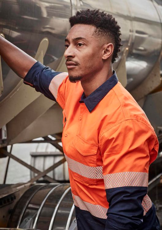 Picture of Mens Rugged Cooling Hi Vis Segmented Tape Long Sleeve Shirt
