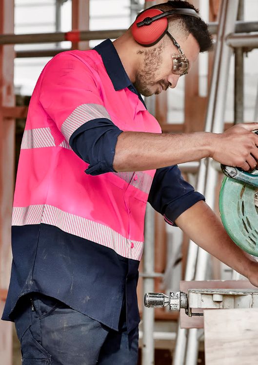 Picture of Mens Hi Vis Outdoor Segmented Tape Long Sleeve Shirt