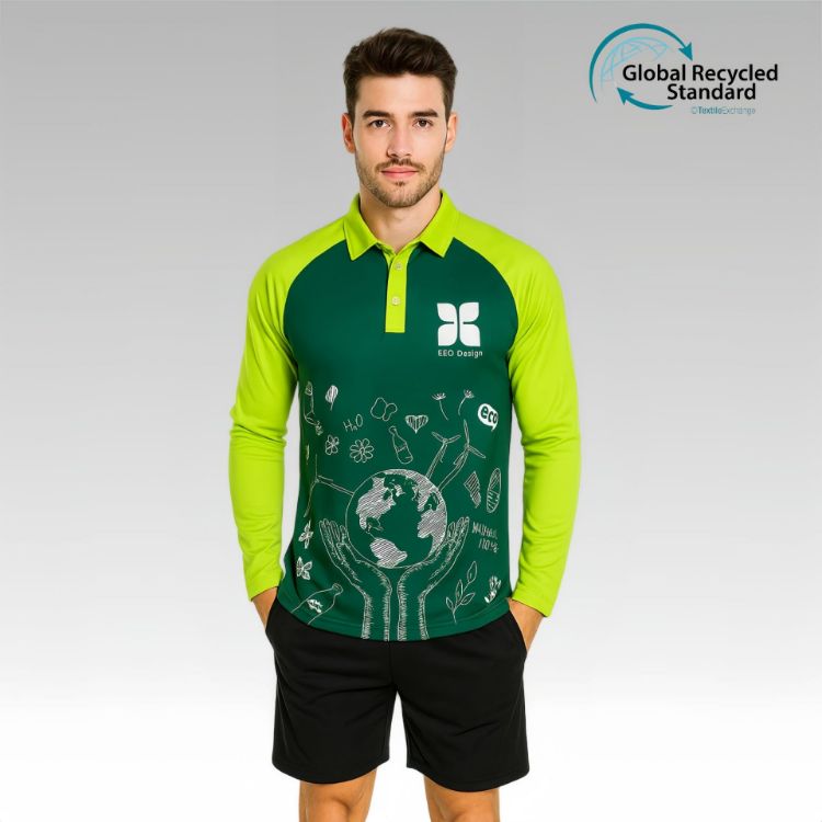 Picture of Unisex Adults RPET Micro Mesh Sublimated Raglan Long Sleeves POLO