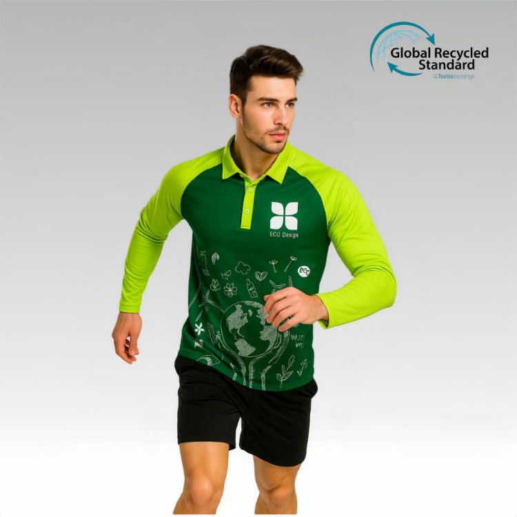 Picture of Unisex Adults RPET Micro Mesh Sublimated Raglan Long Sleeves POLO