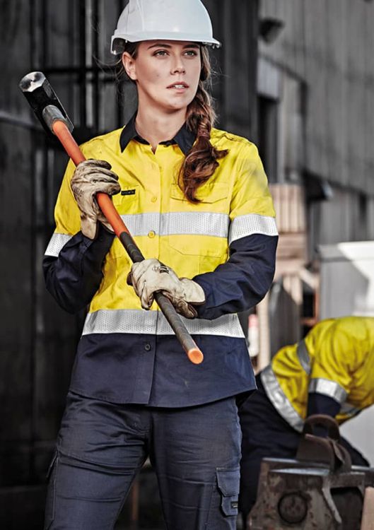 Picture of Womens Rugged Cooling Hi Vis Taped Long Sleeve Shirt