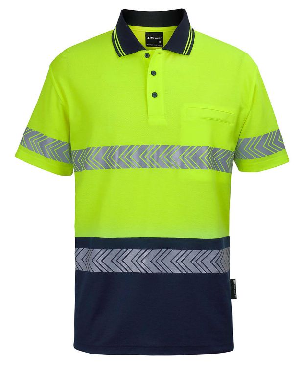 Picture of JB's Hv S/S D+N C/Back Segmented Tape Polo Lime/Navy